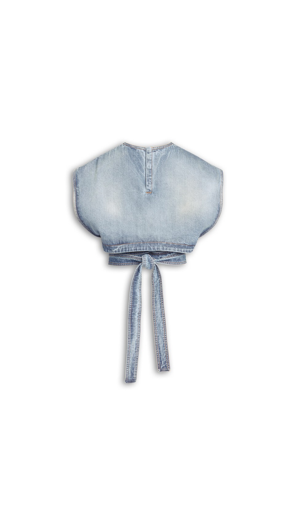 ALA&Iuml;A BELTED DENIM TOP FADED BLUE - View 4