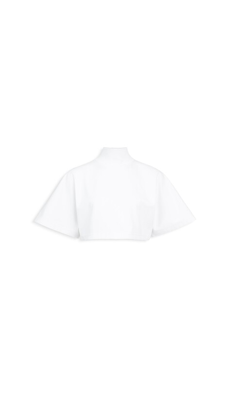 ALA&Iuml;A CROPPED COTTON JERSEY T-SHIRT WHITE