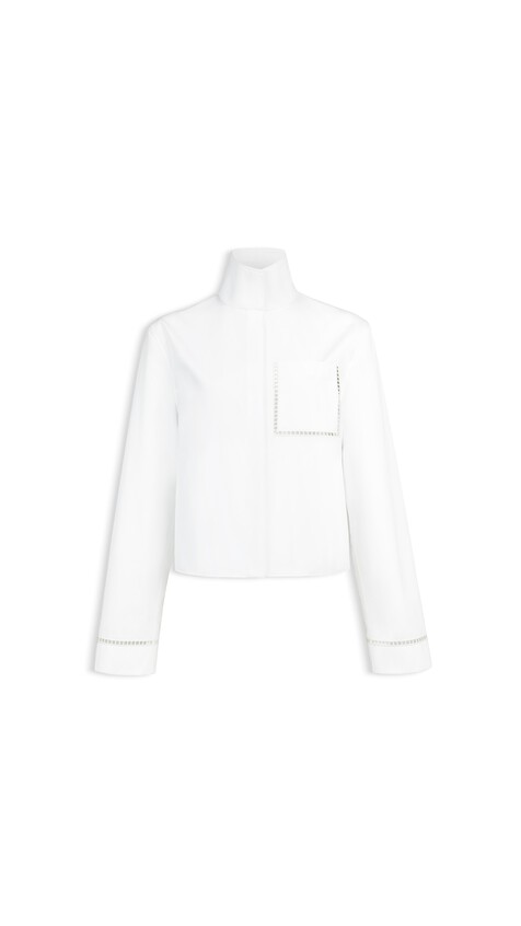 ALA&Iuml;A POPLIN LADDER STITCH SHIRT WHITE