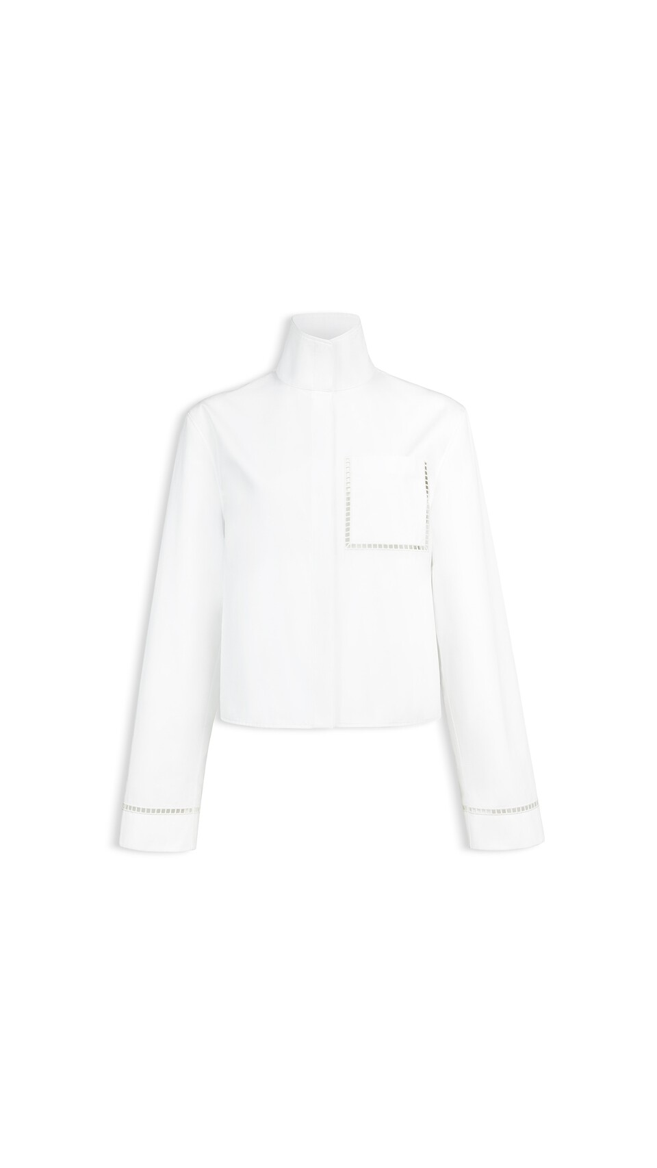 ALA&Iuml;A POPLIN LADDER STITCH SHIRT WHITE