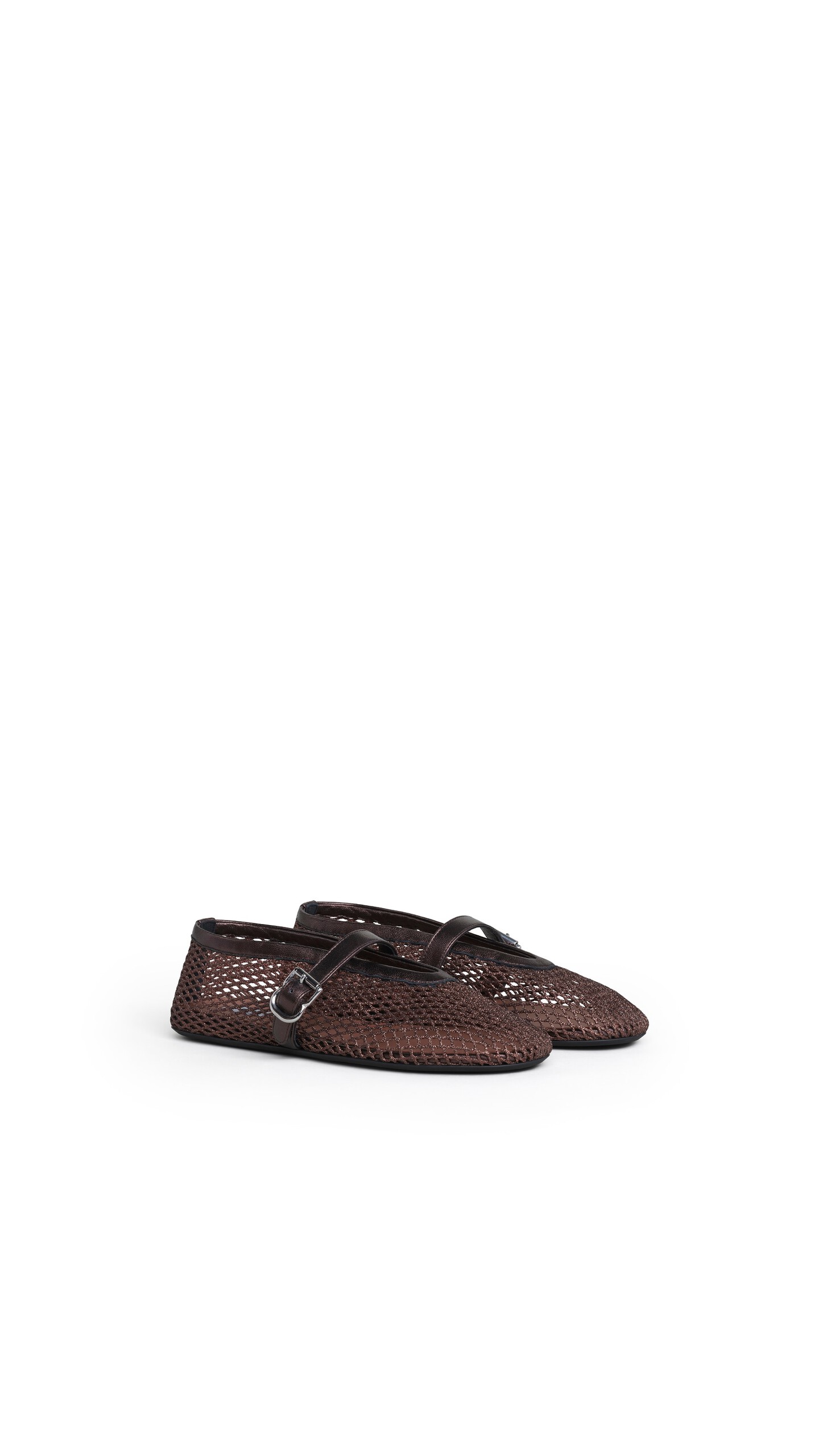 ALA&Iuml;A BALLET FLATS IN LAMINATED FISHNET BRONZE ECRU - View 2