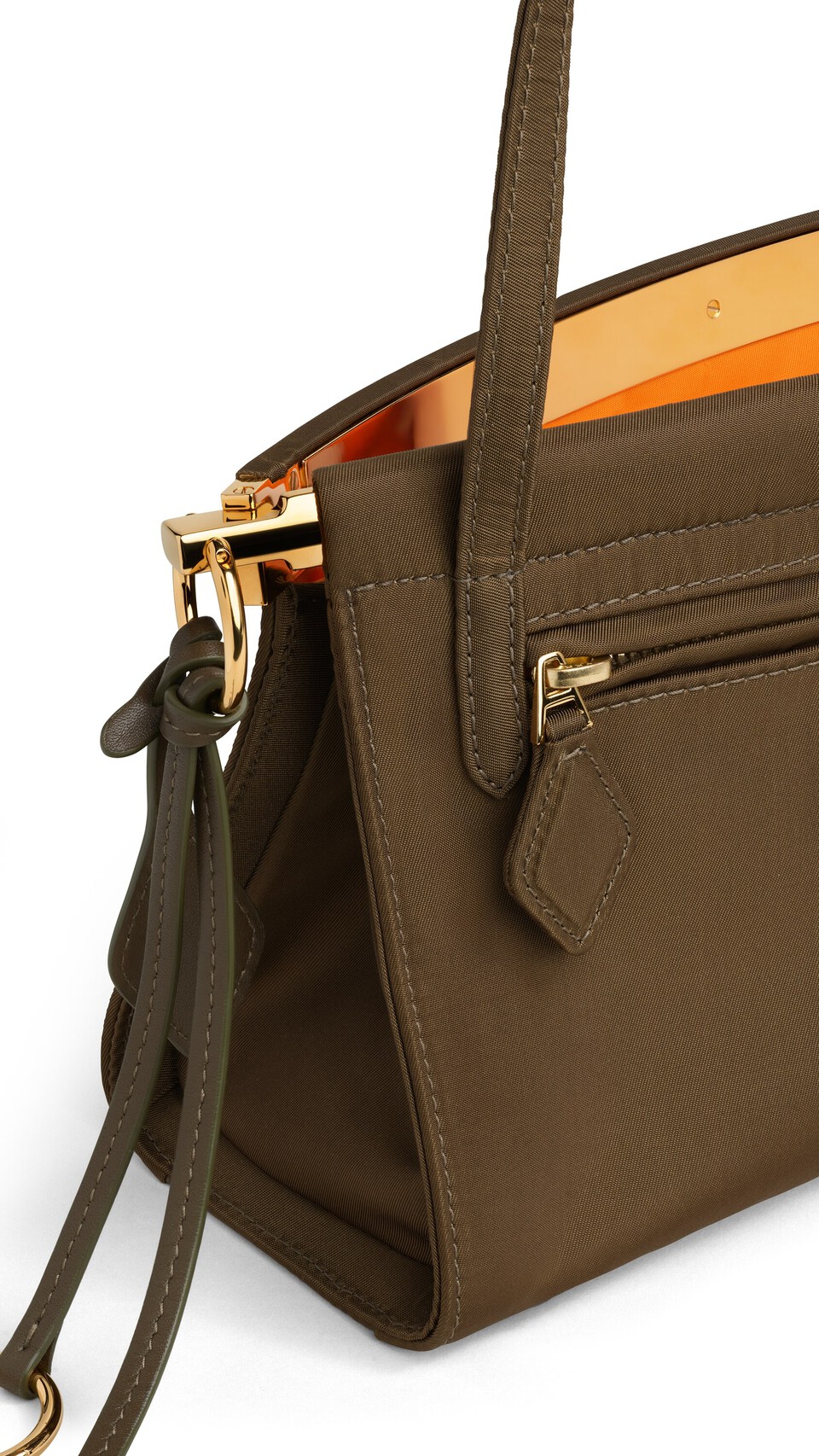 ALA&Iuml;A LE CLICK EAST WEST MEDIUM BAG IN NYLON KAKI - View 3