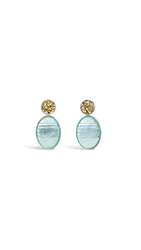 ALA&Iuml;A PENDANT EARRINGS IN PYRITE & PLEXI GREEN/SILVER