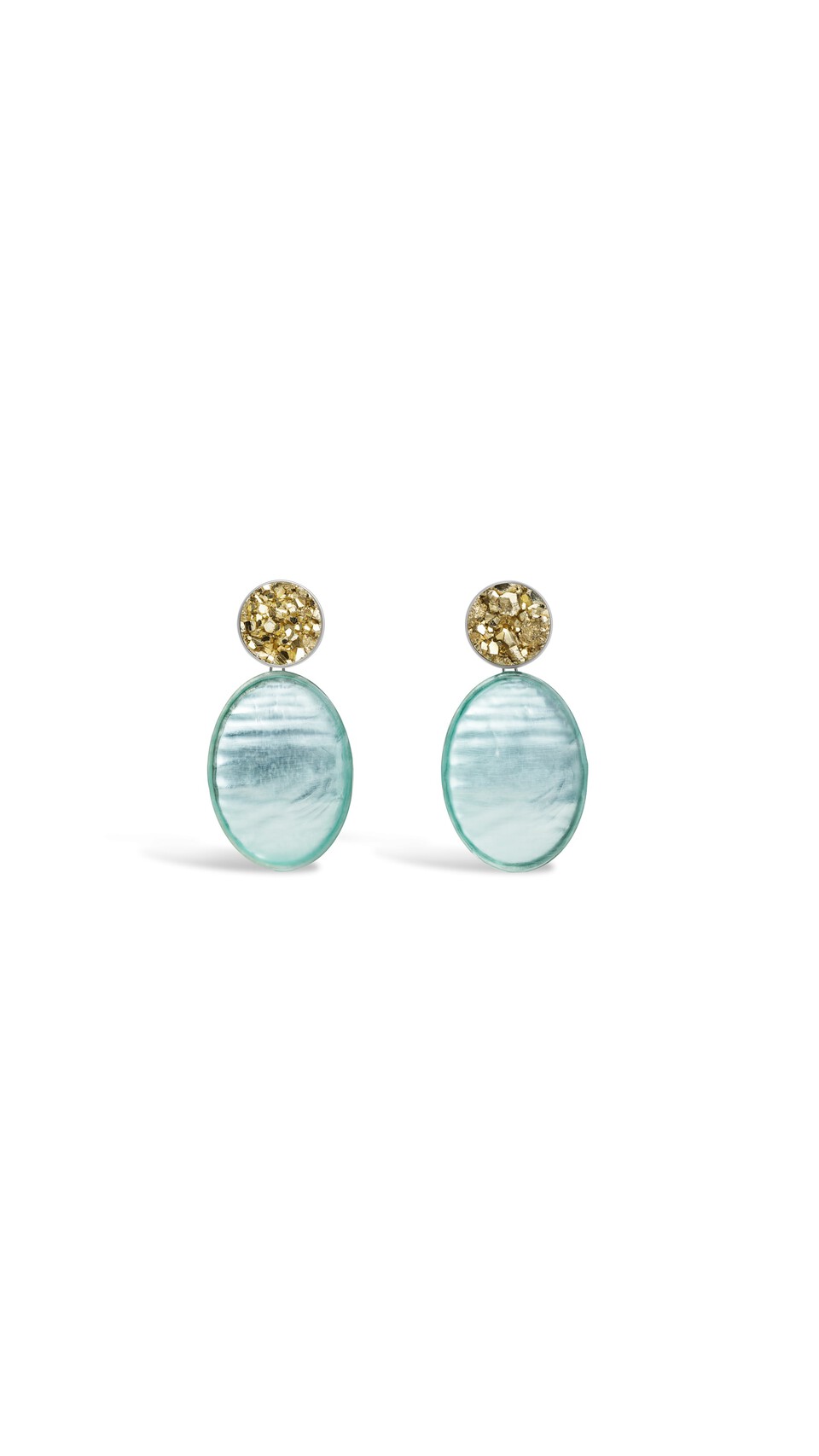 ALA&Iuml;A PENDANT EARRINGS IN PYRITE & PLEXI GREEN/SILVER